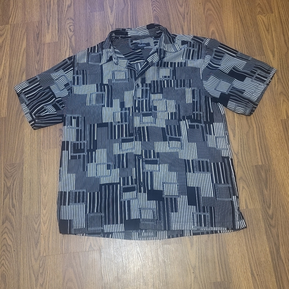 Cigliano Collezione Italy Men's Large Black and Grey Button Down Shirt
